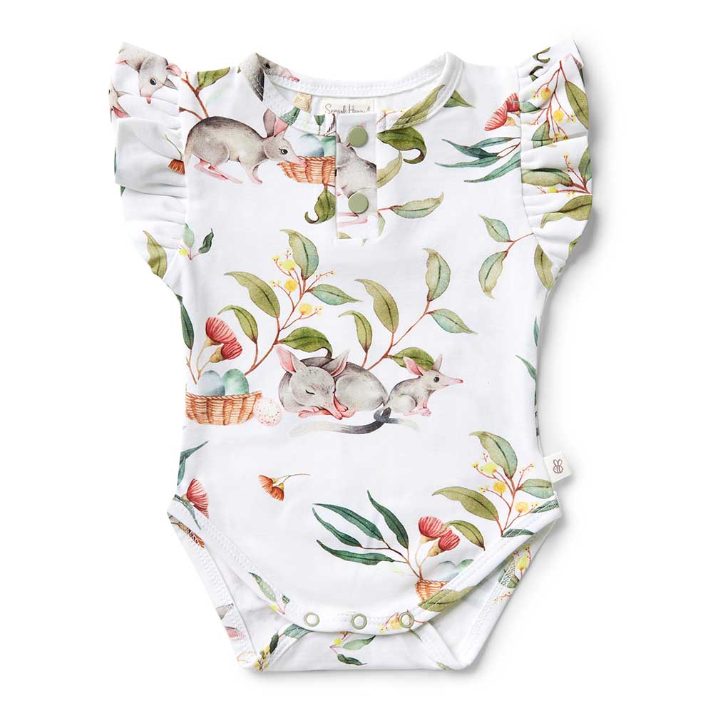 "Easter 2025" - Snuggle Hunny - Short Sleeve Bodysuit (Frill) - Bilby