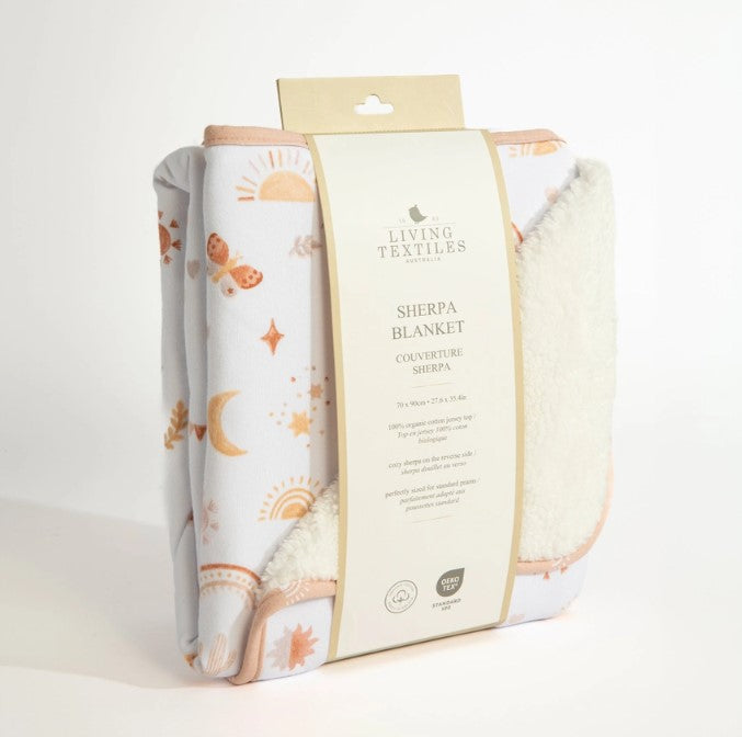 "The Living Textiles Company" - Jersey/Sherpa Pram Blanket - Bohemian Bliss