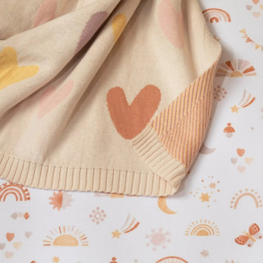 "The Living Textiles Company" - Jacquard Blanket - Bohemian Bliss/Hearts