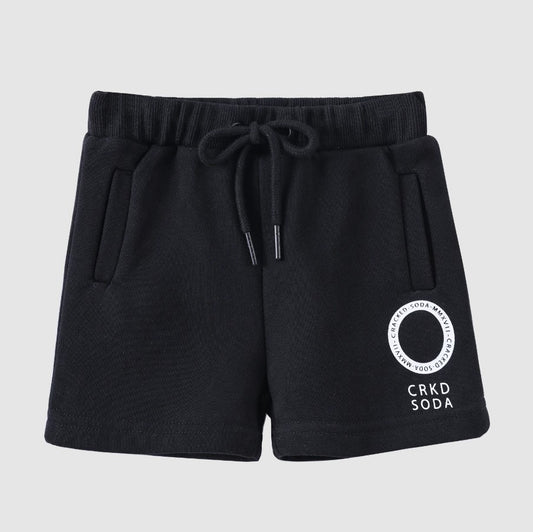 "Cracked Soda" - Brock Detailed Shorts - Black