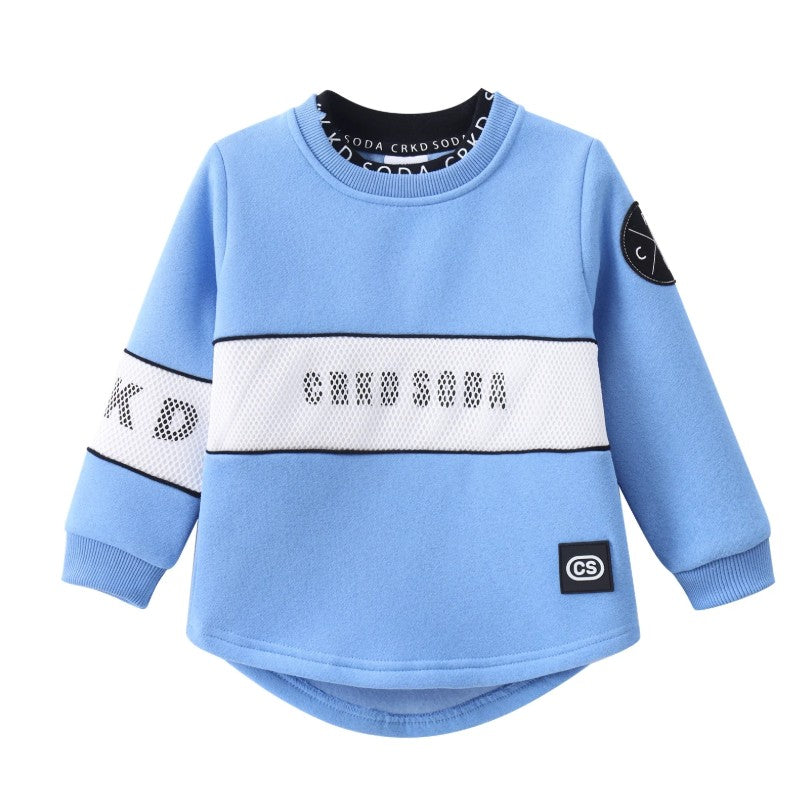 "Cracked Soda" - Darcey Detailed Crew - Light Blue