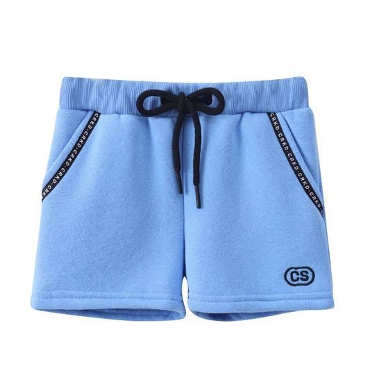 "Cracked Soda" - Darcey Detailed Shorts - Light Blue