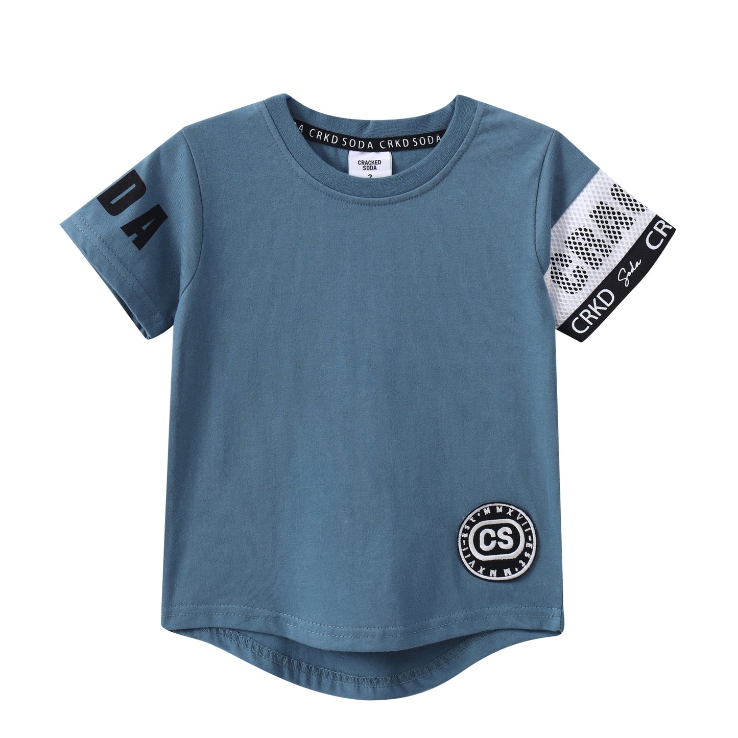 "Cracked Soda" - Easton Detailed Sleeve Tee - Teal