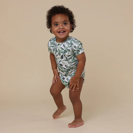 "Snuggle Hunny" - Short Sleeve Bodysuit - Evergreen