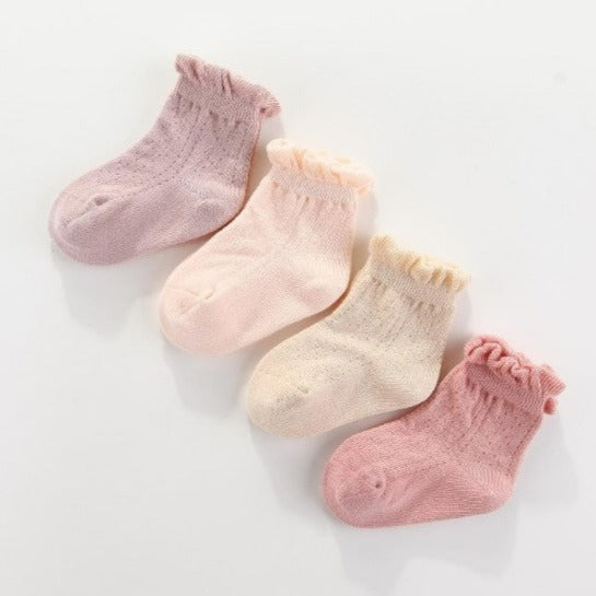 "Ma Mer" - Frilly Crew Socks - Pink