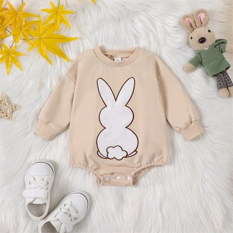 "Easter 2025" - Bunny L/S Romper - Beige