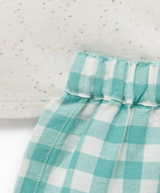 "Purebaby" - Tee & Short Set - Lagoon Gingham