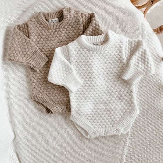 "Blossom & Pear" - Lamb L/S Knit Romper - Fawn