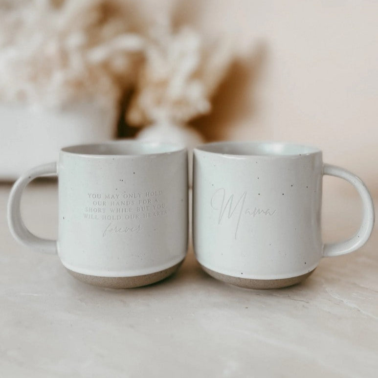 "Blossom & Pear" -  Double Sided Crafted Speckled Ceramic Mug