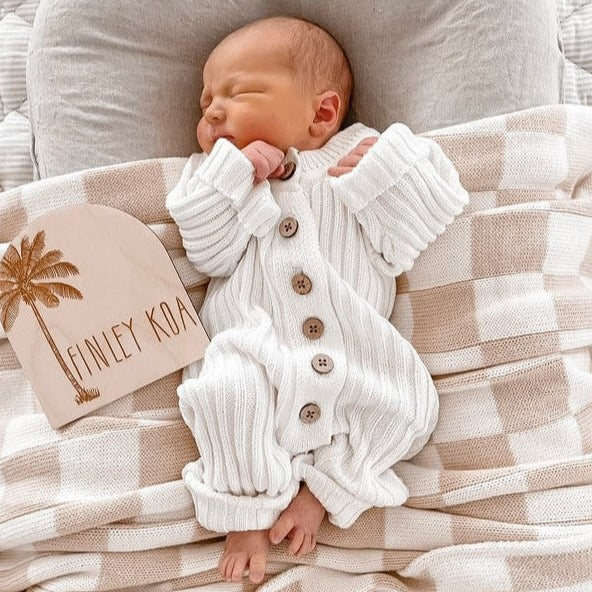 "Little B's Nursery" - Ribbed Romper - Milk