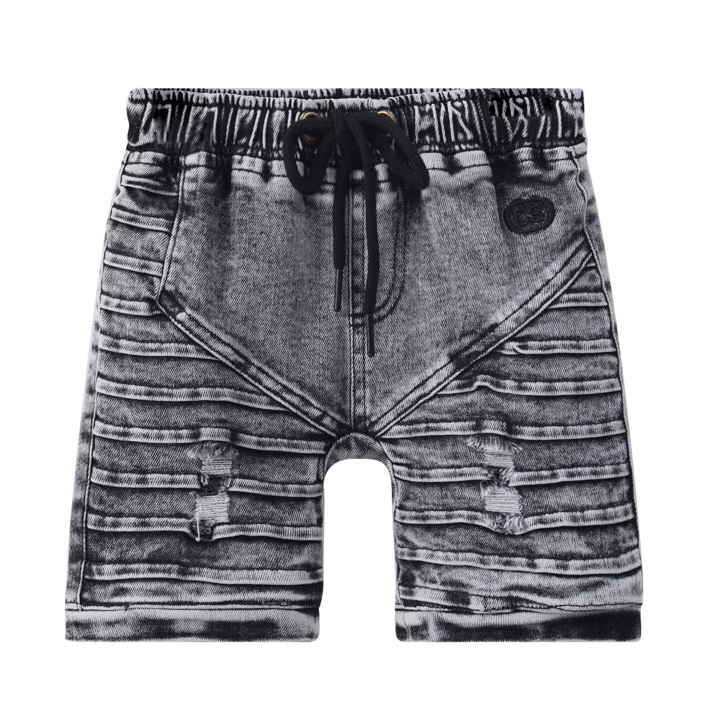 "Cracked Soda" - Parker Denim Detail Shorts - Ash