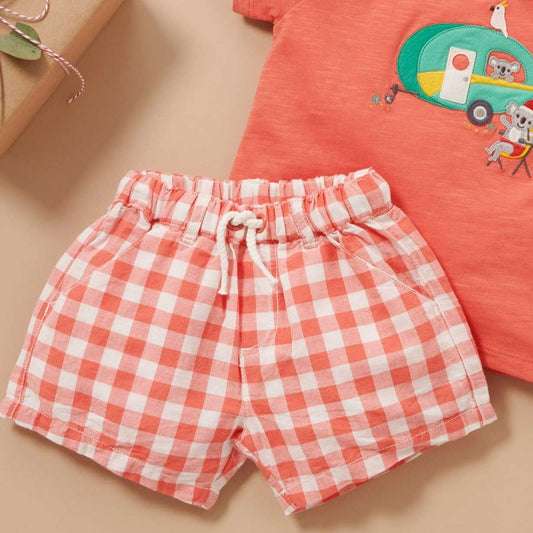 "Purebaby" - Red Gingham Shorts