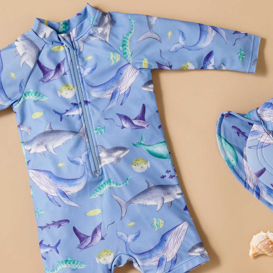 "Purebaby" - Swim Sunsuit - Shark Print