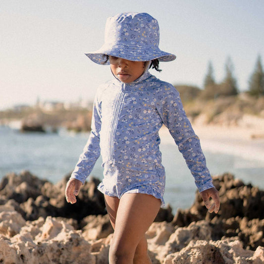 "Purebaby" - L/S Swimsuit - Blue Daisy