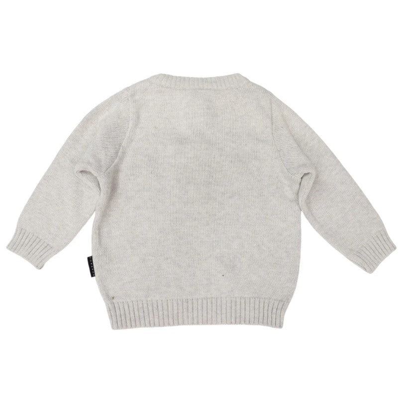 "Korango" - Knit Sweater - Trucks & Diggers - Grey Marle