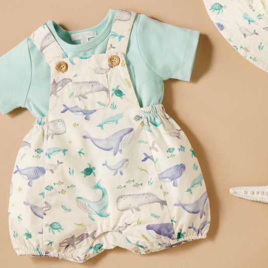 "Purebaby" - Whale Print Overall