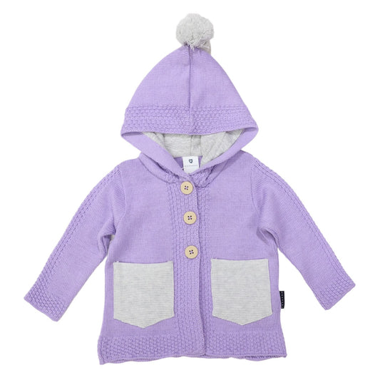 "Korango" - Hood Lined Knit Jacket (Lavender)