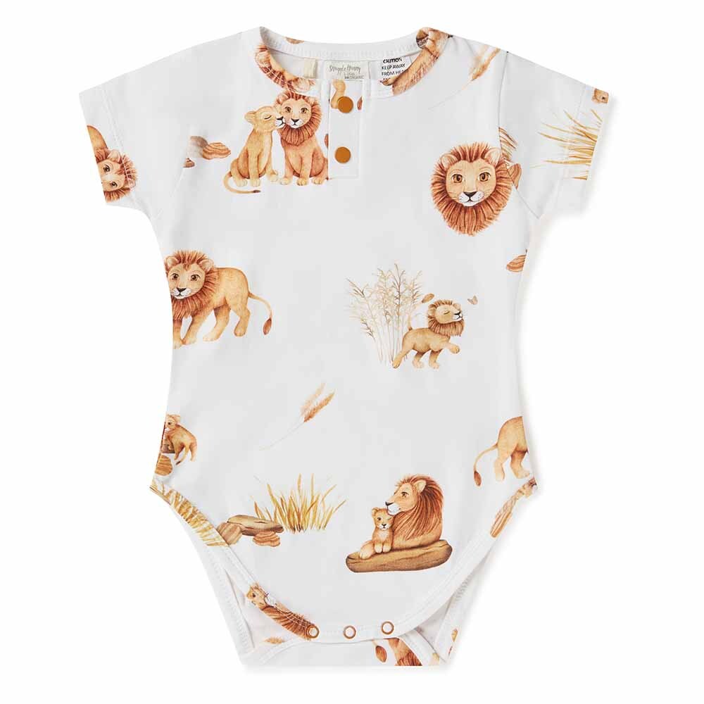 "Snuggle Hunny" - Short Sleeve Bodysuit - Lion