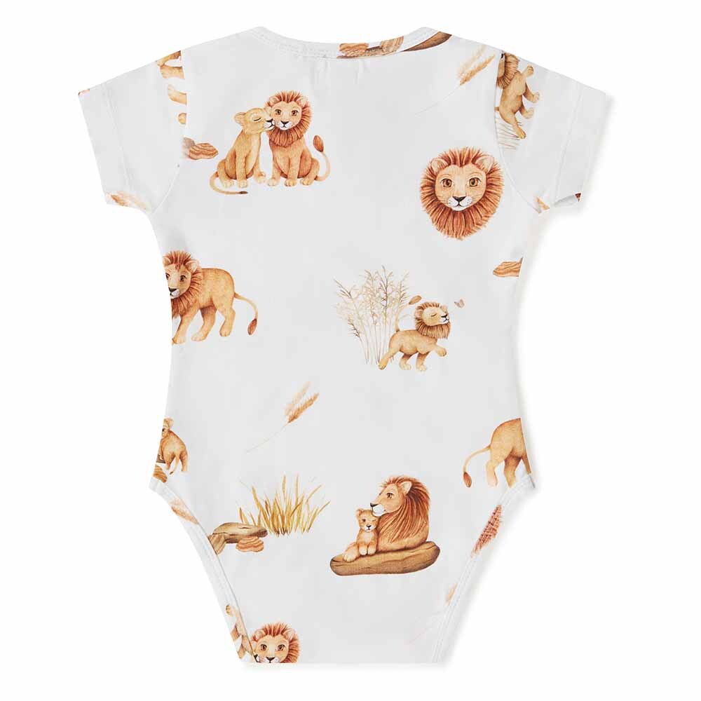 "Snuggle Hunny" - Short Sleeve Bodysuit - Lion