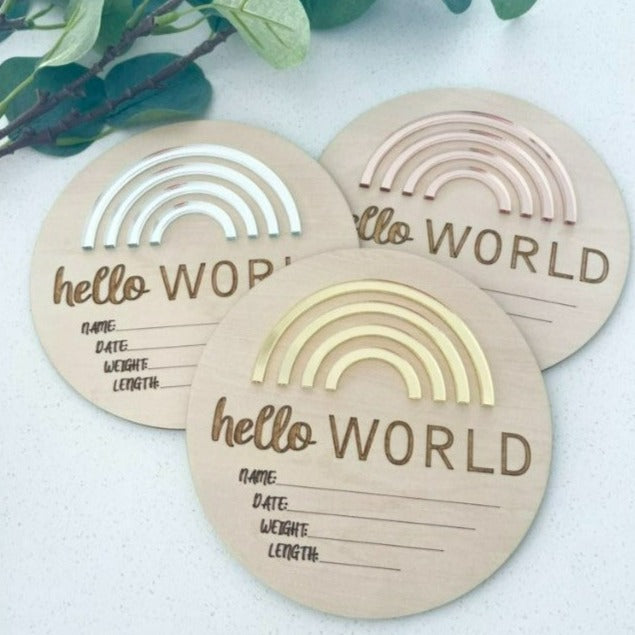 "Timber Tinkers" - Metallic Rainbow Birth Announcement Discs