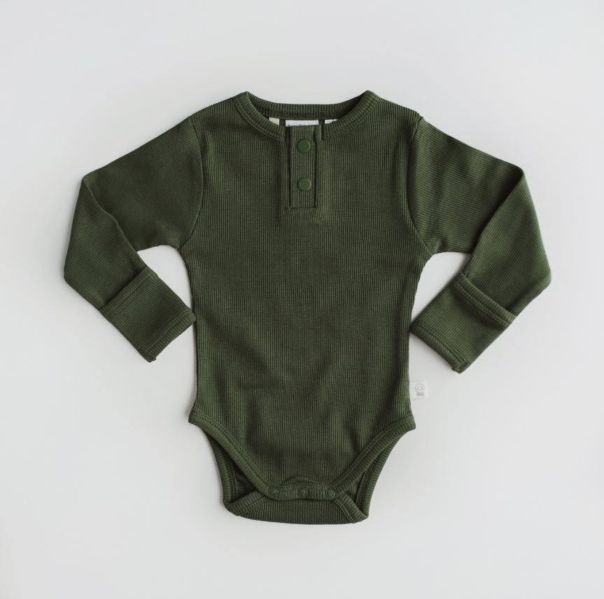 "Snuggle Hunny" - Long Sleeve Bodysuit - Olive