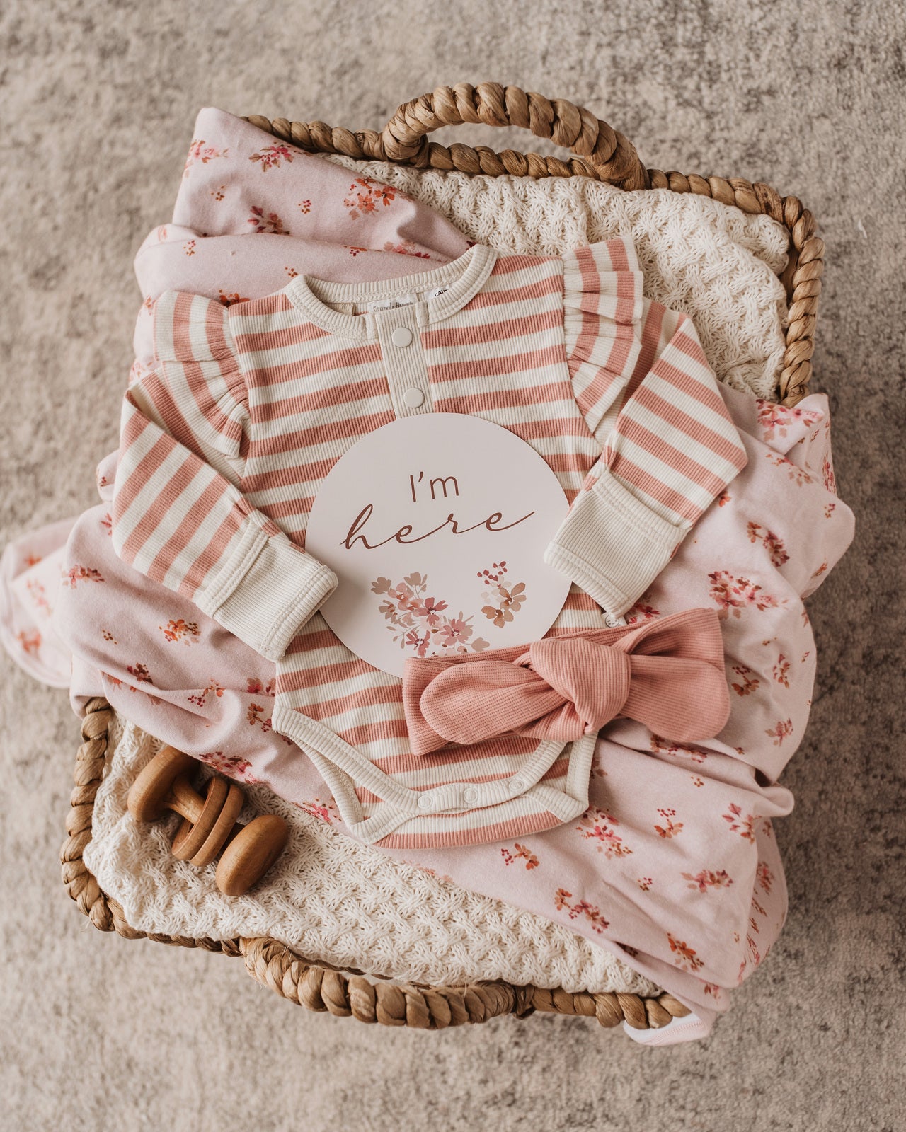 "Snuggle Hunny" - Long Sleeve Bodysuit - Rose Stripe